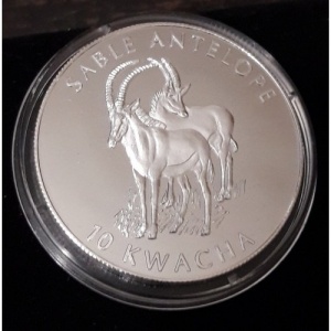 Реверс монеты Малави, 10 квач, 2003, Антилопы Африки - Саблероговая антилопа