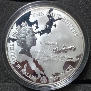 Аверс монеты Малави, 20 квач, 2009, Соляные маршруты: Величка - Орава