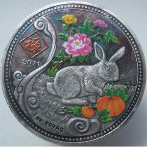 Реверс монеты Малави, 20 квач, 2011, Китайский зодиак - Год кролика /с тыквами/