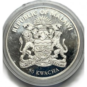 Аверс монеты Малави, 50 квач, 2008, Инвестиционная ювелирная коллекция - Газель