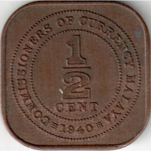 Реверс монеты Малайзия, ½ цента, 1940