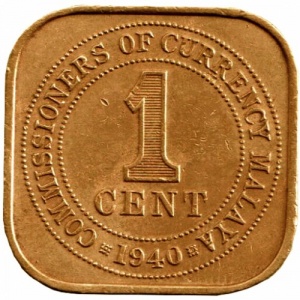Реверс монеты Малайзия, 1 цент, 1939-1941