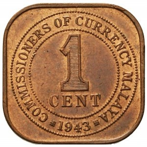 Реверс монеты Малайзия, 1 цент, 1943-1945
