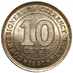 Реверс монеты Малайзия, 10 центов, 1939-1941