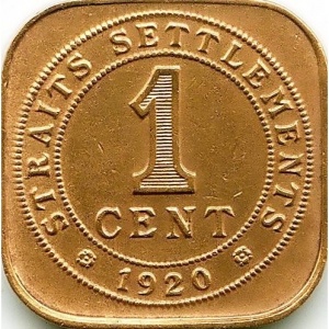 Реверс монеты Малайзия, 1 цент, 1919-1926