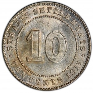 Реверс монеты Малайзия, 10 центов, 1916-1917