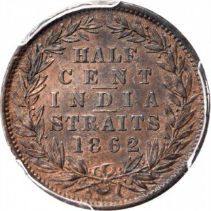Реверс монеты Малайзия, ½ цента, 1862
