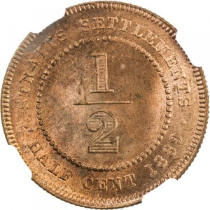 Реверс монеты Малайзия, ½ цента, 1889