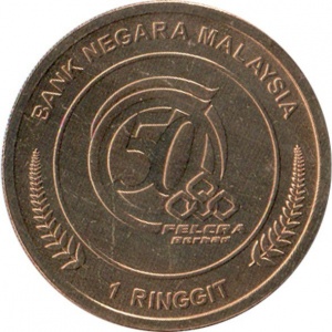 Аверс монеты Малайзия, 1 ринггит, 2016, 50 лет FELCRA