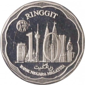 Реверс монеты Малайзия, 10 ринггит, 2000, Кубок Томаса и Убер