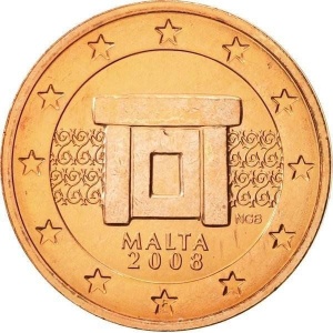 Аверс монеты Мальта, 2 евроцента, 2008-2026