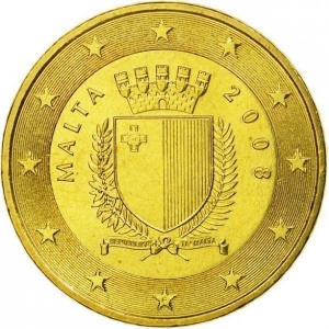 Аверс монеты Мальта, 50 евроцентов, 2008-2026