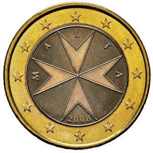 Аверс монеты Мальта, 1 евро, 2008-2026
