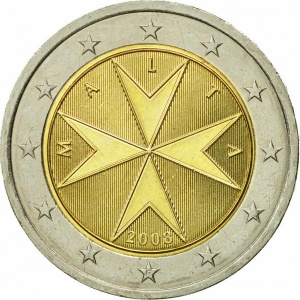 Аверс монеты Мальта, 2 евро, 2008-2026