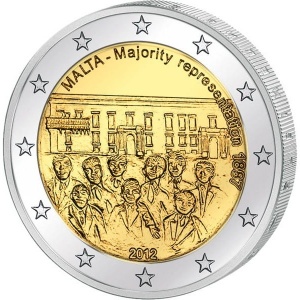 Аверс монеты Мальта, 2 евро, 2012, Конституция Мальты - Совет большинства 1887 года