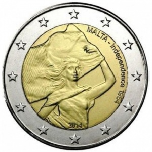 Аверс монеты Мальта, 2 евро, 2014, 50 лет Независимости Мальты