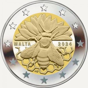Аверс монеты Мальта, 2 евро, 2024, Мальтийская медоносная пчела