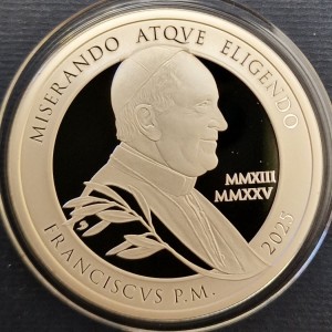 Реверс монеты Мальта, 0.25 евро, 2025, Смерть Папы Франциска