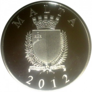 Аверс монеты Мальта, 10 евро, 2012, 65 лет со дня смерти Антонио Шортино