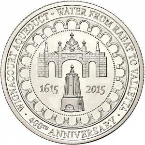 Реверс монеты Мальта, 10 евро, 2015, 400 лет акведуку Wignacourt