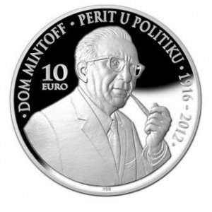 Реверс монеты Мальта, 10 евро, 2016, 100 лет со дня рождения Доминика Минтоффа