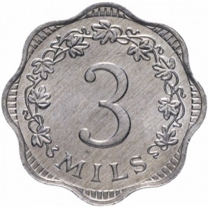 Реверс монеты Мальта, 3 миля, 1972-2006