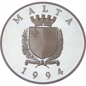 Аверс монеты Мальта, 5 лир, 1994, Парусник "Valletta"