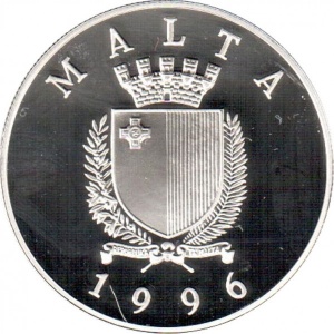 Аверс монеты Мальта, 5 лир, 1996, XXVI летние Олимпийские Игры, Атланта 1996