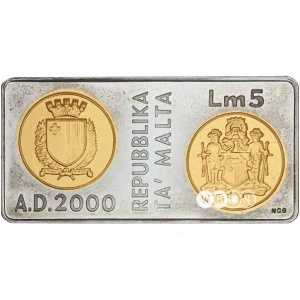 Аверс монеты Мальта, 5 лир, 2000, Новое тысячелетие