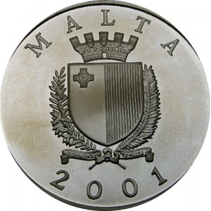 Аверс монеты Мальта, 5 лир, 2001, Энрико Мицци