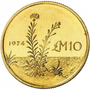 Реверс монеты Мальта, 10 лир, 1974, Мальтийский золототысячник