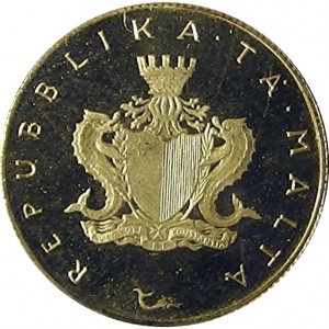 Аверс монеты Мальта, 10 лир, 1975, Мальтийский сокол /рыбы/