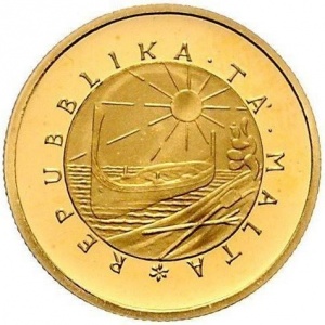 Аверс монеты Мальта, 10 лир, 1975, Мальтийский сокол /лодка/