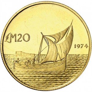 Реверс монеты Мальта, 20 лир, 1974, Гоцокская лодка