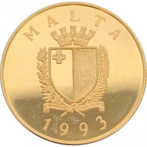 Аверс монеты Мальта, 25 лир, 1993, 430 лет защите Христианства в Европе