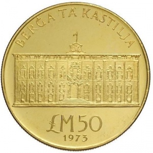 Реверс монеты Мальта, 50 лир, 1973, Кастильское подворье