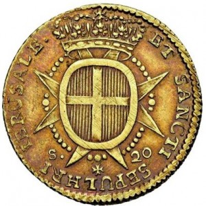 Реверс монеты Мальта, 20 скудо, 1765-1772