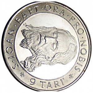 Реверс монеты Мальтийский орден, 9 тари, 1973