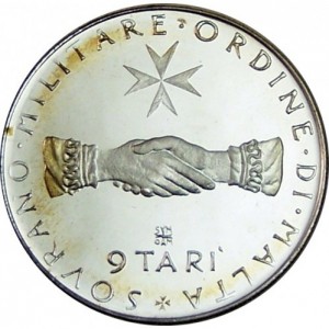 Реверс монеты Мальтийский орден, 9 тари, 1974-1977