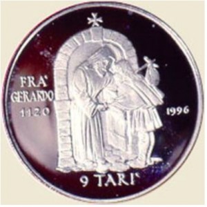 Реверс монеты Мальтийский орден, 9 тари, 1996