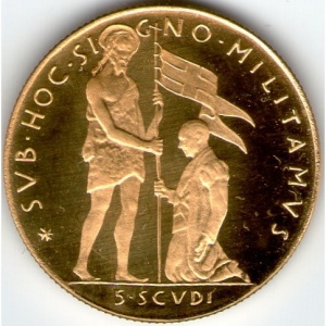 Реверс монеты Мальтийский орден, 5 скудо, 1968