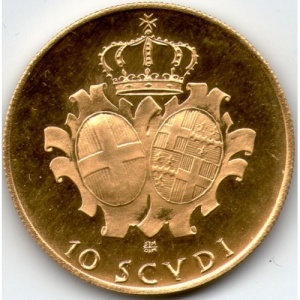 Реверс монеты Мальтийский орден, 10 скудо, 1968