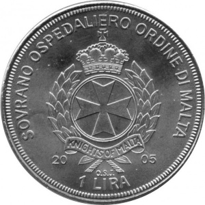 Аверс монеты Мальтийский орден, 1 лира, 2005, Иоанн Павел II /Habemus papam/