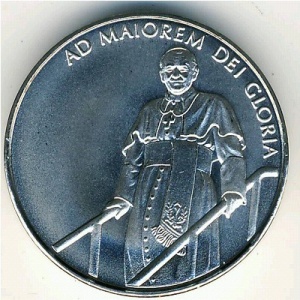 Реверс монеты Мальтийский орден, 1 лира, 2005, Иоанн Павел II /Ad maiorem dei gloria/