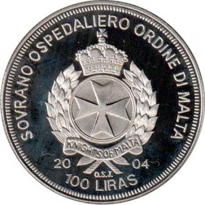 Аверс монеты Мальтийский орден, 100 лир, 2004, Европейский союз - Чехия