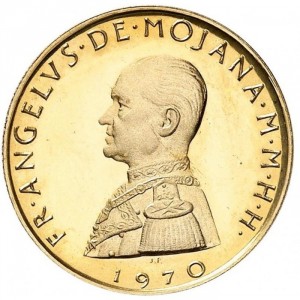Аверс монеты Мальтийский орден, 1 соврано, 1970, Анджело де Мохана ди Колонья
