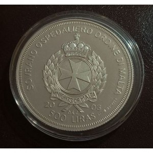 Аверс монеты Мальтийский орден, 500 лир, 2003, Леди Диана