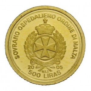 Аверс монеты Мальтийский орден, 500 лир, 2004-2005, Иоанн Павел II