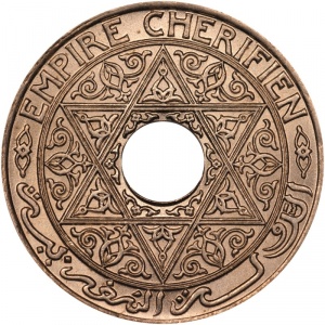 Аверс монеты Марокко, 25 сантимов, 1921-1924