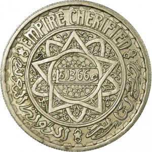 Аверс монеты Марокко, 10 франков, 1947